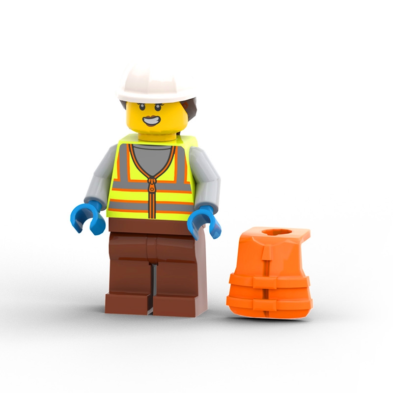 Dock Worker with Safety Vest with Reflective Stripes