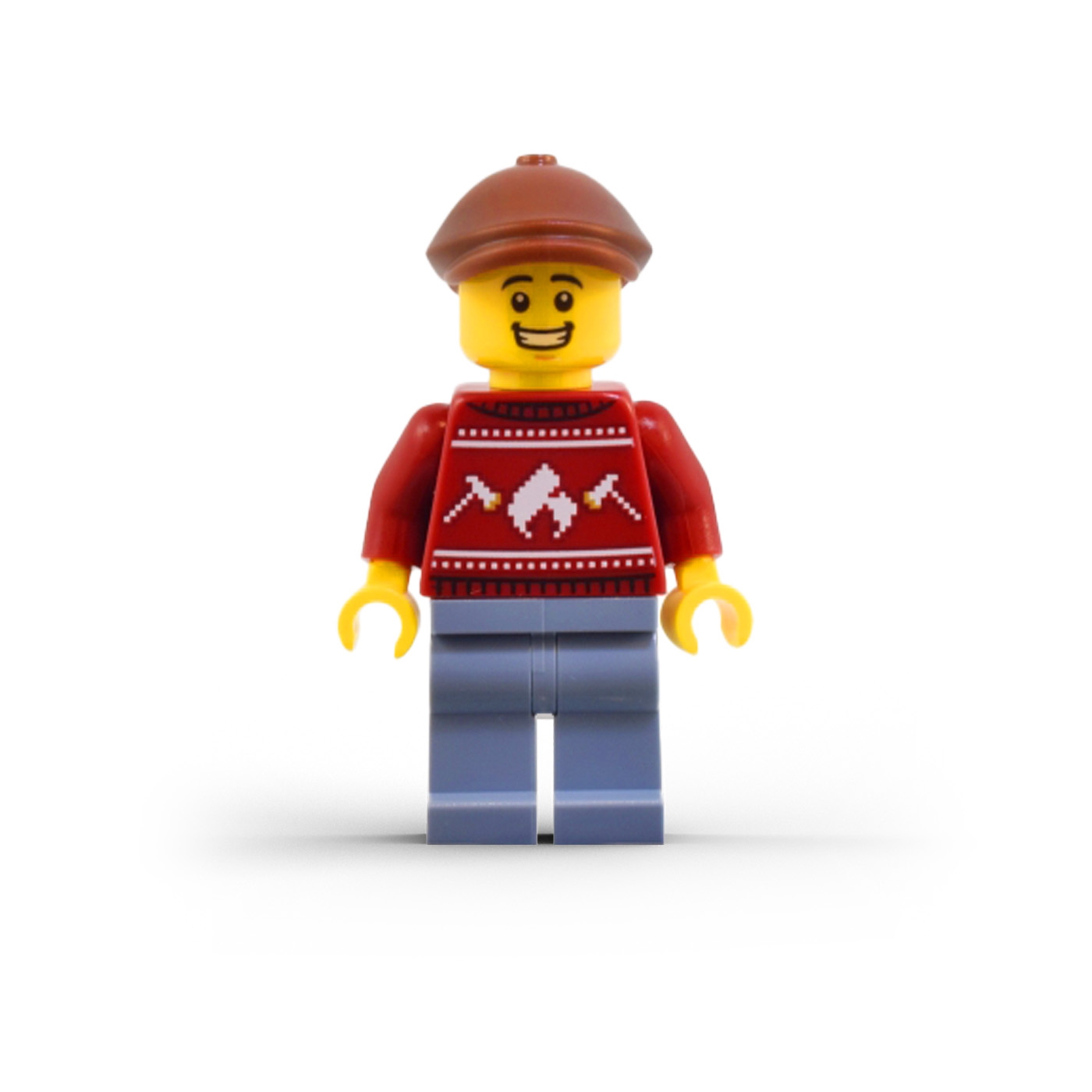 Man with Holiday Sweater and Flat Cap