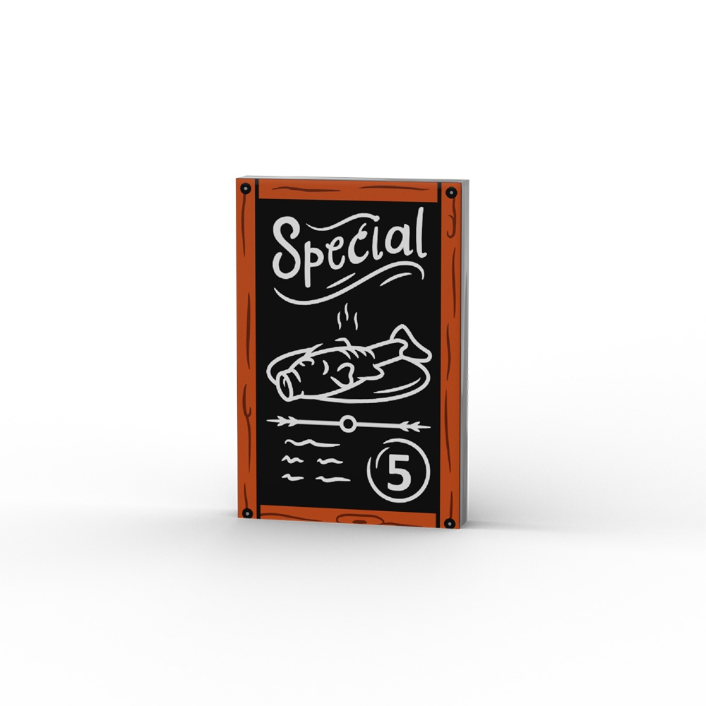Menu Chalk Board with White Special, Fish, Scribbles