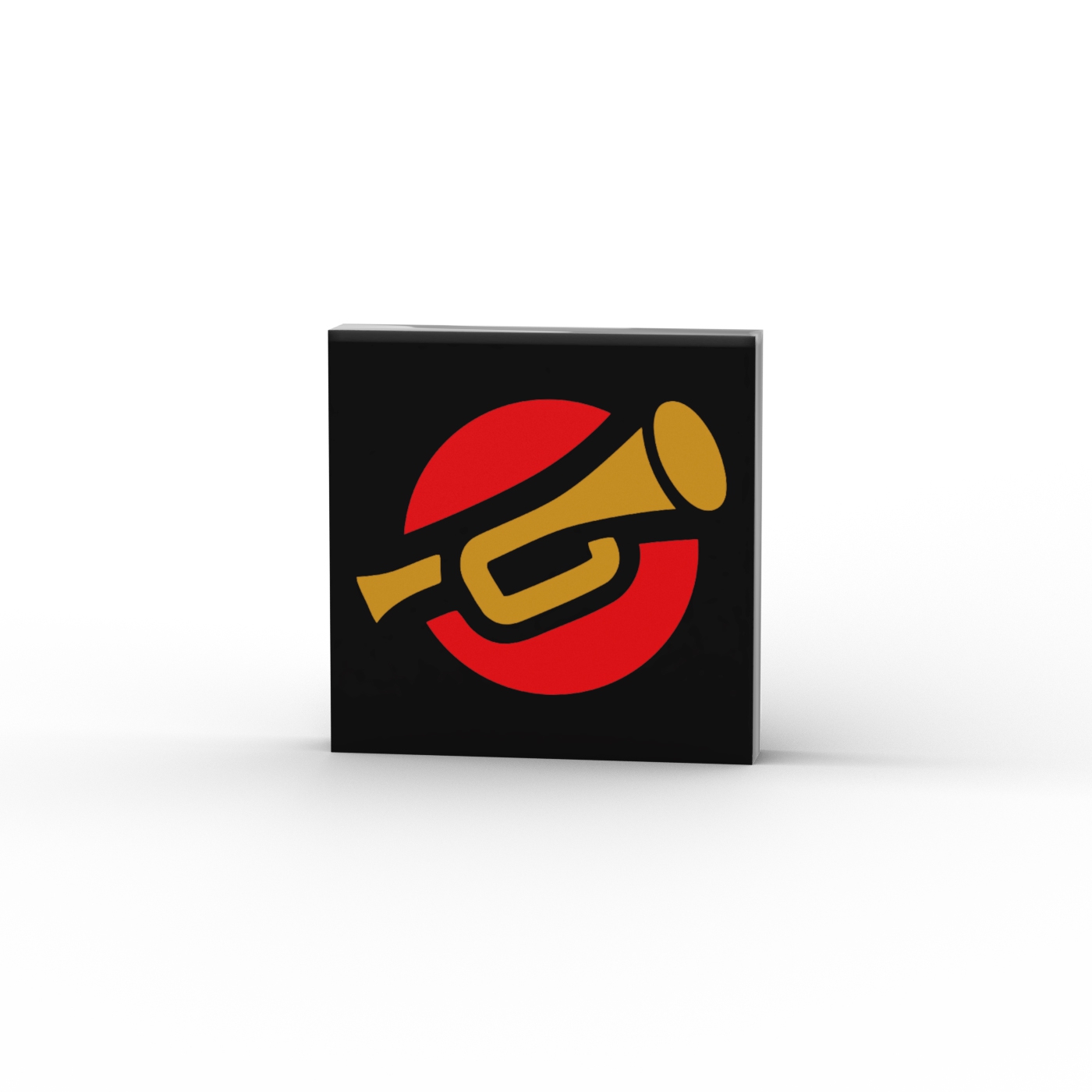 Gold Bugle on Red Circle