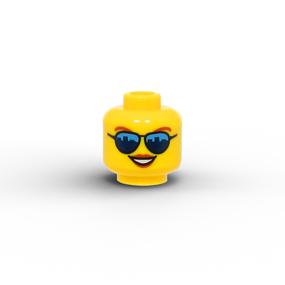 Sunglasses with Skyline Reflections, Open Mouth Smile