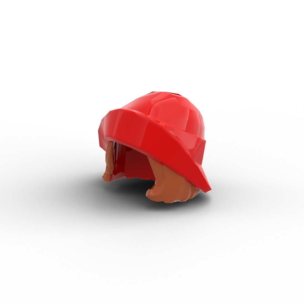 Hat with Hair, Soft Folded Brim with Dark Orange Bob Cut Hair