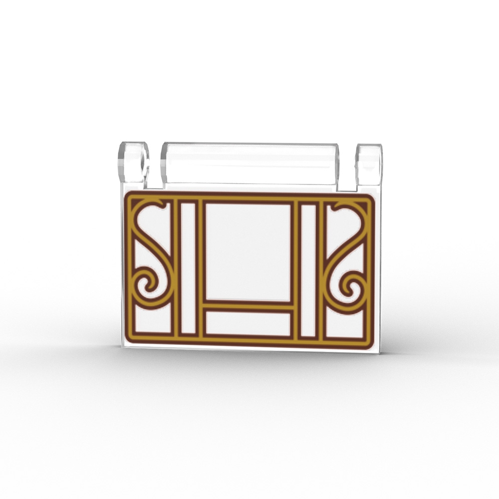 Window with Gold and Reddish Brown Lattice and Ornaments