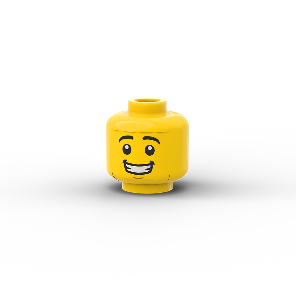 Black Eyebrows, Medium Nougat Chin Dimple, Open Mouth Smile with Teeth