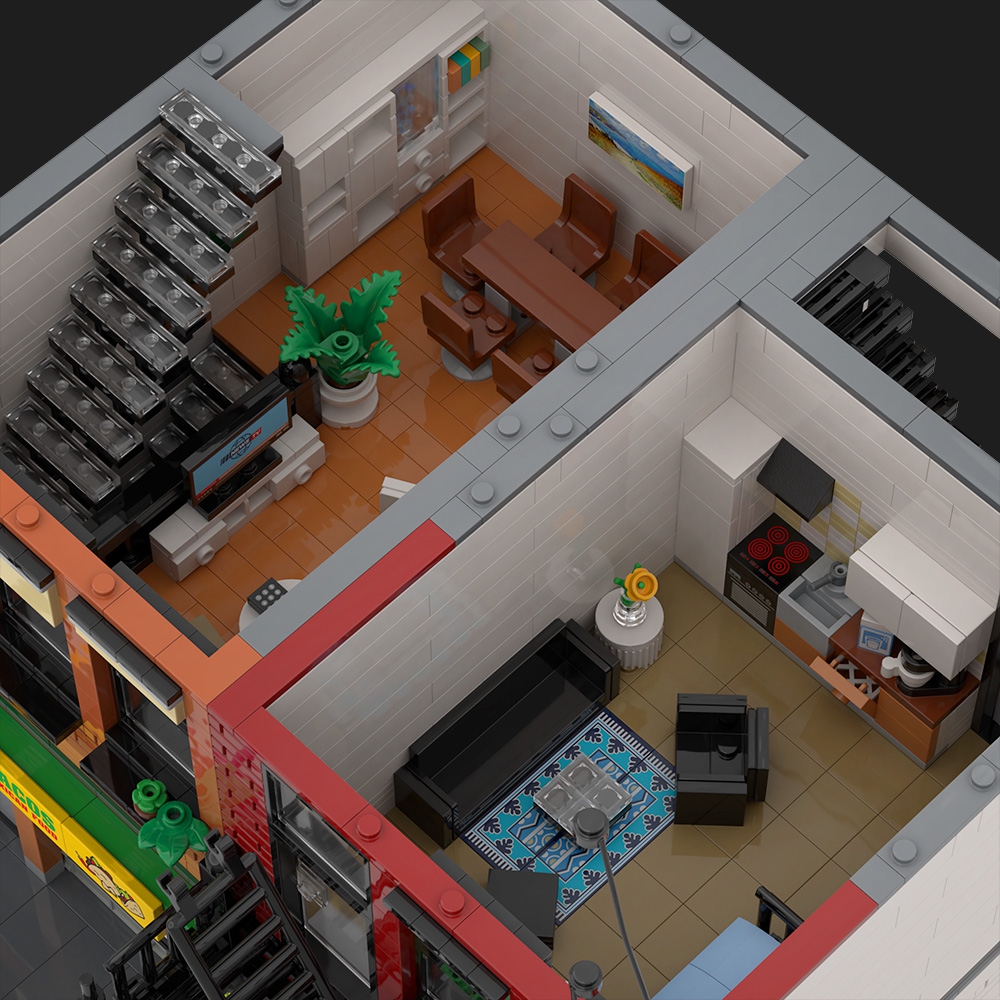 Lower Eastside Townhouse with Tattoo Shop and Tacos Restaurant - Modular Building MOC
