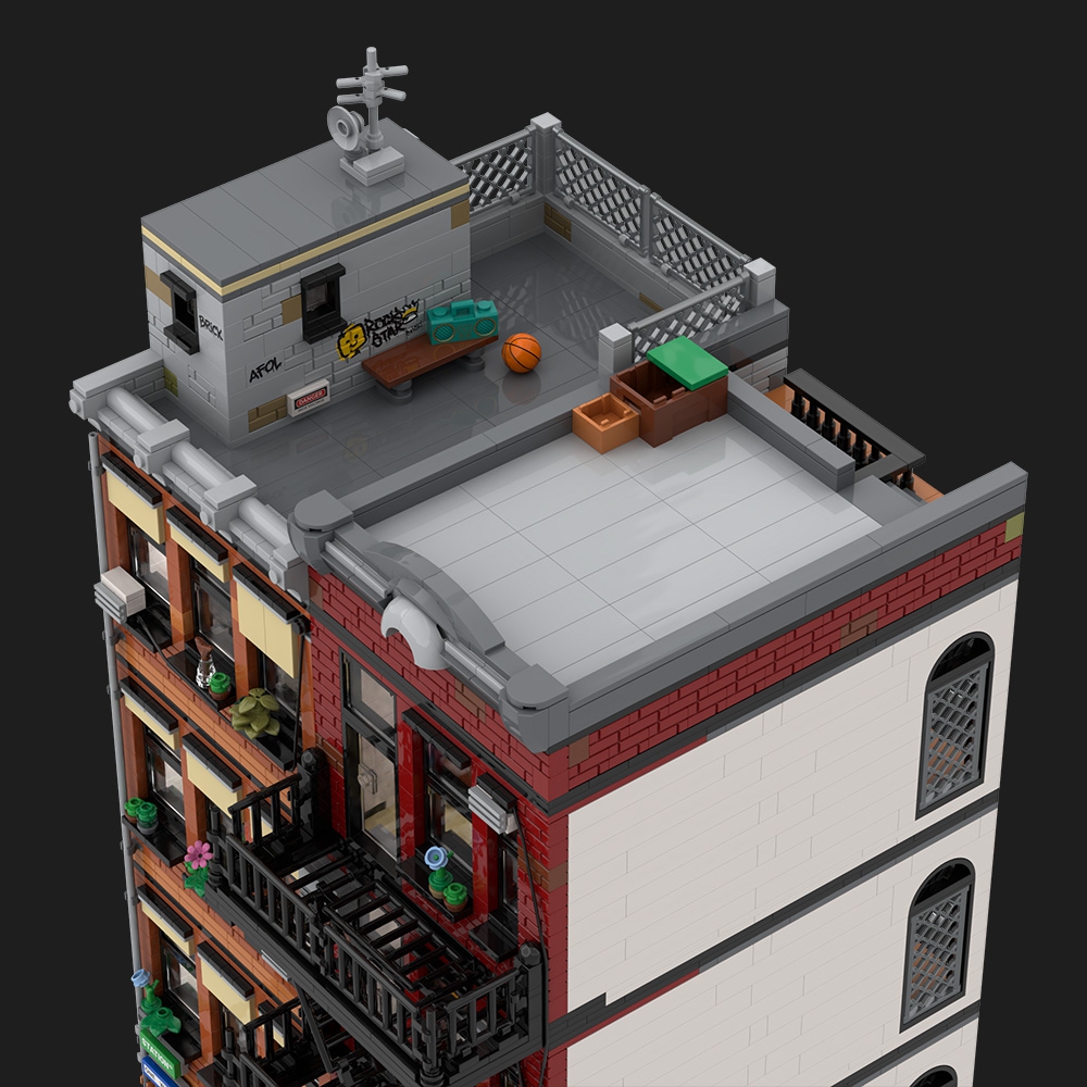 Lower Eastside Townhouse with Tattoo Shop and Tacos Restaurant - Modular Building MOC