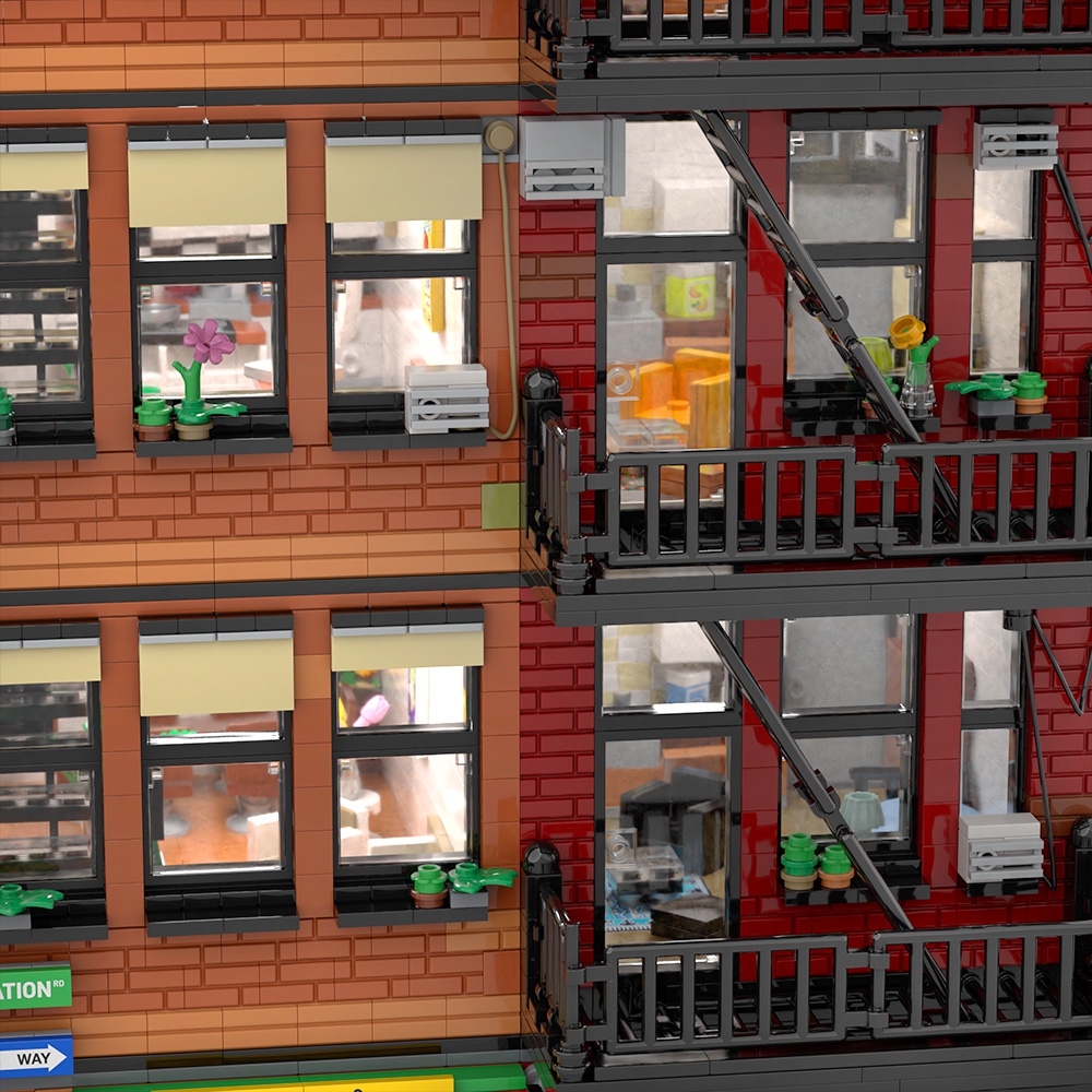 Lower Eastside Townhouse with Tattoo Shop and Tacos Restaurant - Modular Building MOC