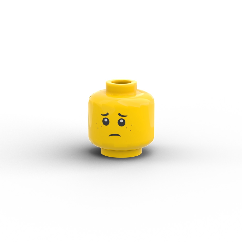 Child Black Eyebrows Dark Orange Freckles Smile and Sad Frown