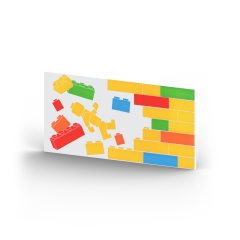 Wand mit LEGO-Steinen und Minifigur