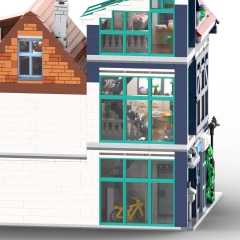 Fachwerkhäuser mit Comic Laden, Eisdiele und Kaffeehaus