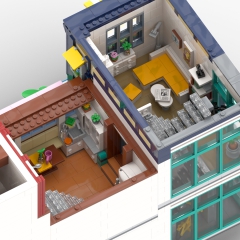 Fachwerkhäuser mit Comic Laden, Eisdiele und Kaffeehaus