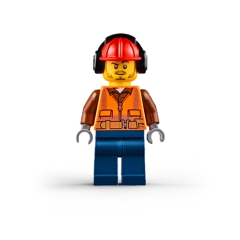 Worker with Safety Vest and Ear Protectors