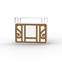 Window with Gold and Reddish Brown Lattice and Ornaments