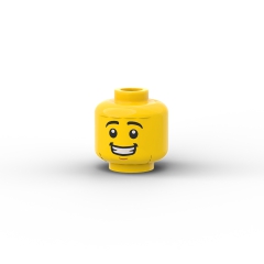 Black Eyebrows, Medium Nougat Chin Dimple, Open Mouth Smile with Teeth