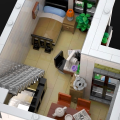 Townhouse with City Apartments and Bicycle Shop - Modular Building MOC