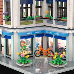 Townhouse with City Apartments and Bicycle Shop - Modular Building MOC