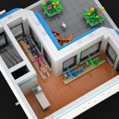 Townhouse with City Apartments and Bicycle Shop - Modular Building MOC