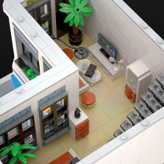 Townhouse with City Apartments and Bicycle Shop - Modular Building MOC