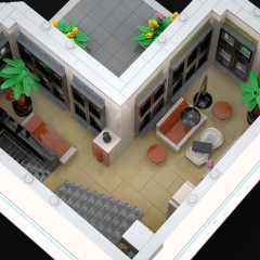 Townhouse with City Apartments and Bicycle Shop - Modular Building MOC