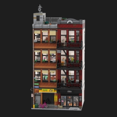 Lower Eastside Townhouse with Tattoo Shop and Tacos Restaurant - Modular Building MOC