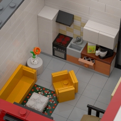 Lower Eastside Townhouse with Tattoo Shop and Tacos Restaurant - Modular Building MOC