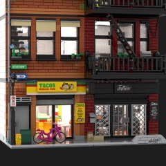 Lower Eastside Townhouse with Tattoo Shop and Tacos Restaurant - Modular Building MOC