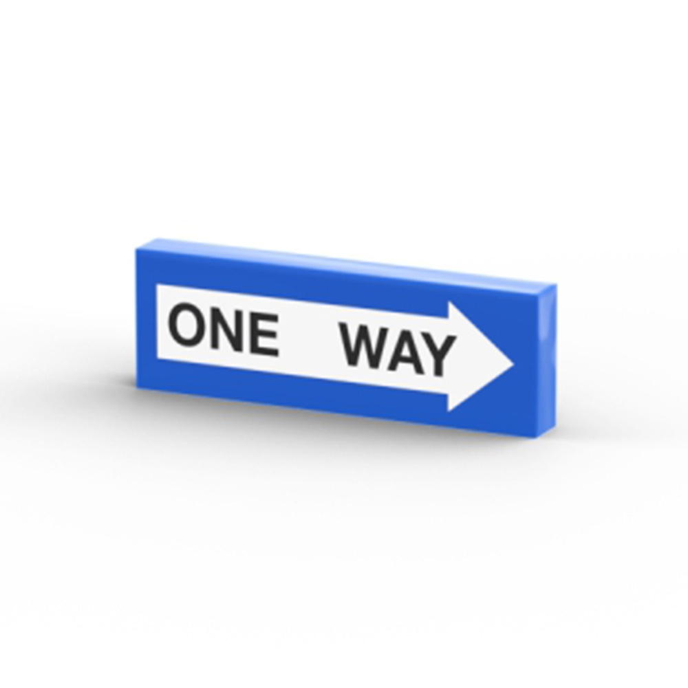 One To One Sign High-quality Custom printed LEGO® Tile 1 x 3 with 'One Way Sign Schild ...