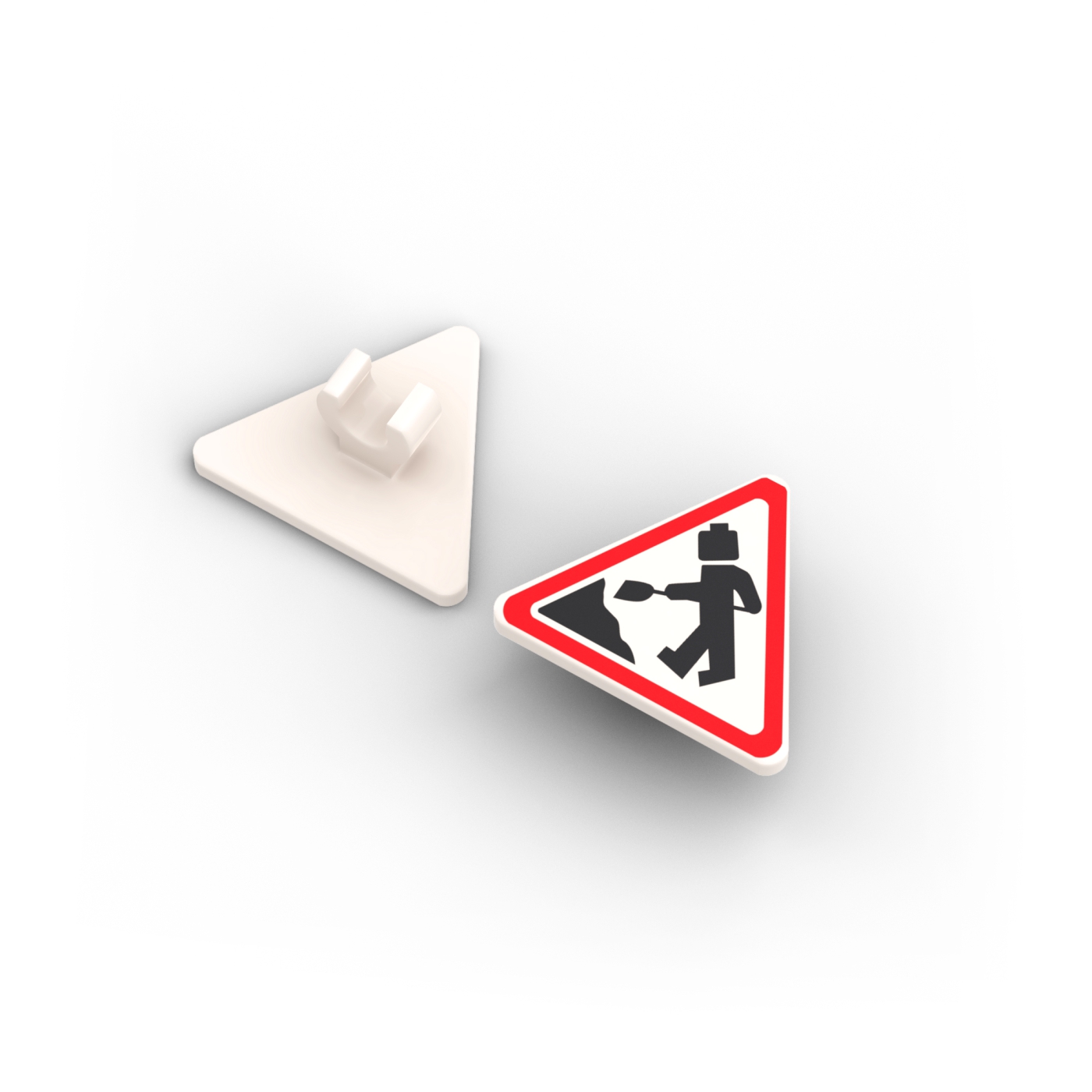 Verkehrsschild mit Minifigur Arbeiter