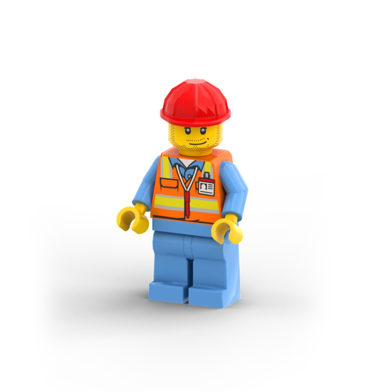 Arbeiter mit orangefarbener Sicherheitsweste mit reflektierenden Streifen