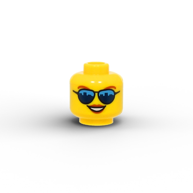 Sunglasses with Skyline Reflections, Open Mouth Smile