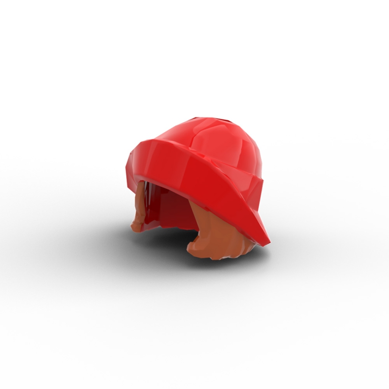 Hat with Hair, Soft Folded Brim with Dark Orange Bob Cut Hair